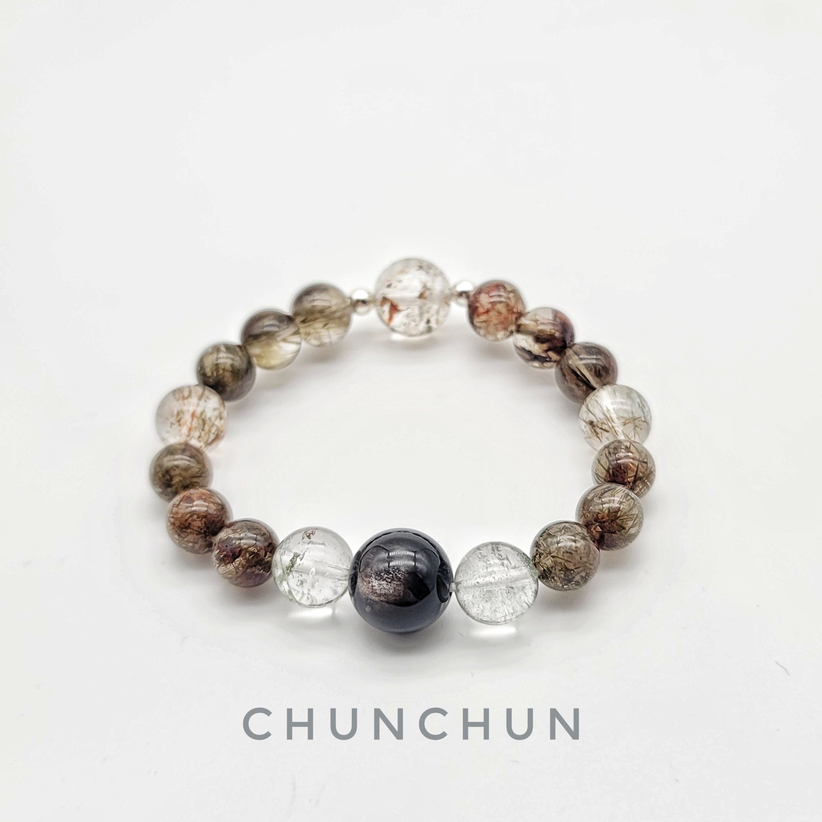 【開運系列~正港財神手鍊】 銀曜石/ 黑超七/ 綠幽靈 /綠碧髮