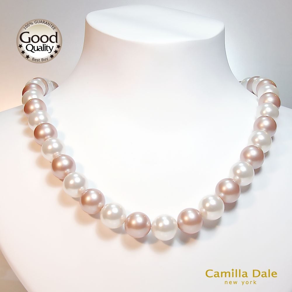 CamillaDale 雪白與杏桃撞色珍珠項鍊