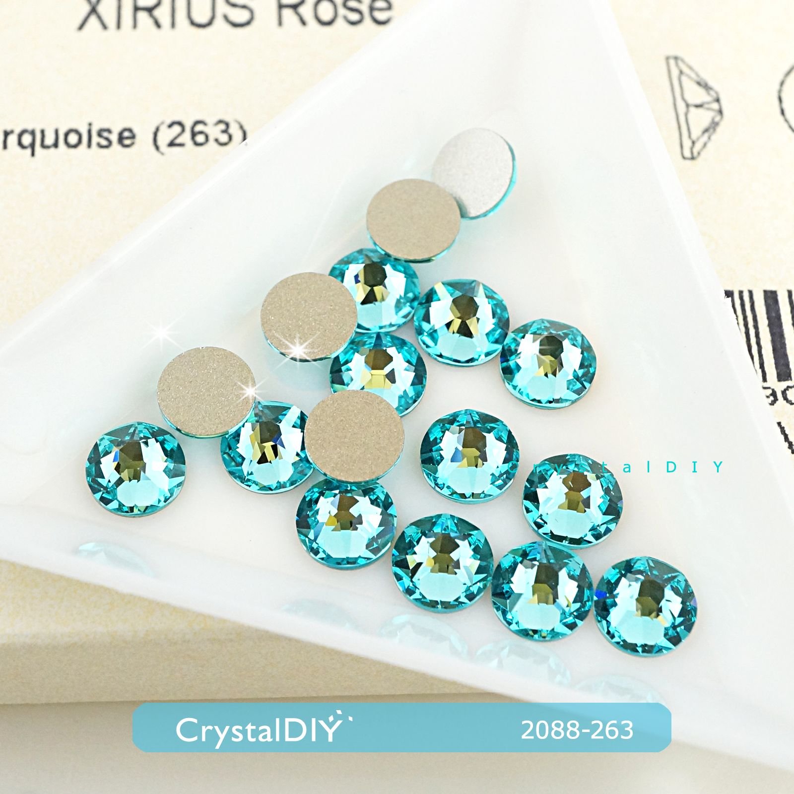 CrystalDIY奧地利水晶SW平底石#2088 Light Turquoise淺綠松石(263) SS34 (7.2MM) 貼鑽