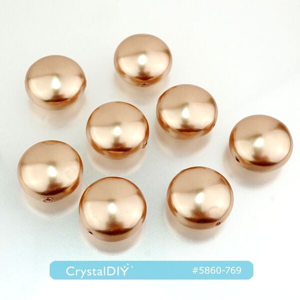 CrystalDIY奧地利水晶SW水晶珍珠#5860硬幣珍珠(有孔)玫瑰金(769) 14mm單顆