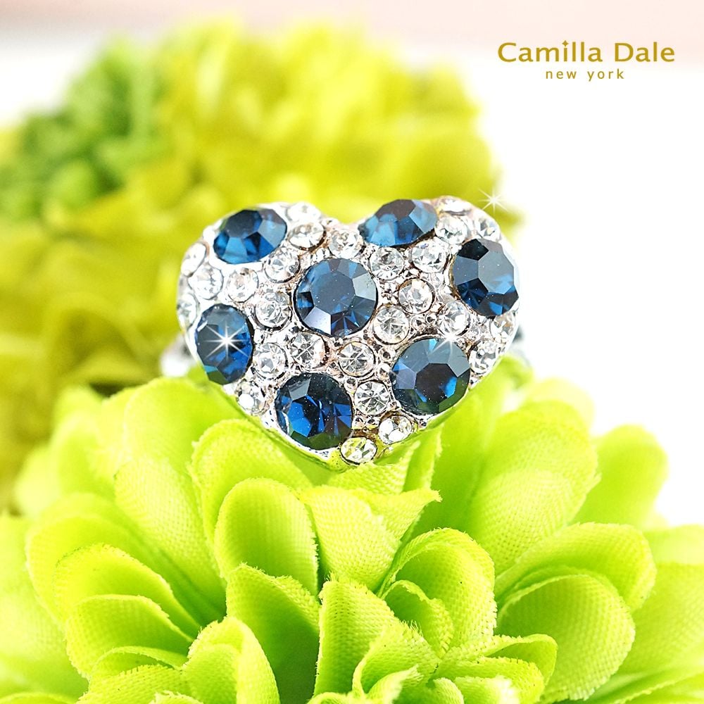 Camilla Dale 點點愛心水鑽戒指 韓製 (蒙大拿藍)