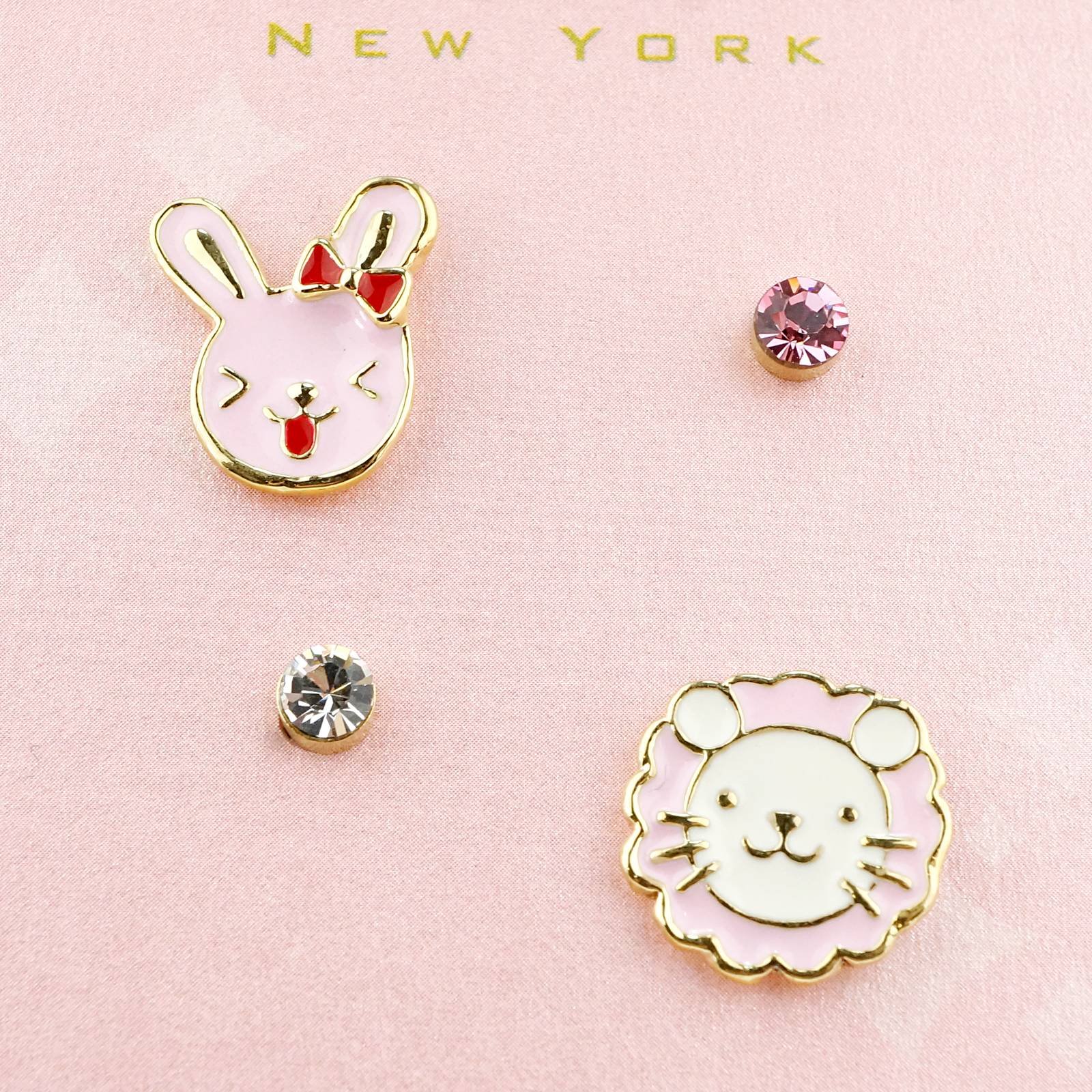 Camilla Dale 獅與兔彩繪耳環(粉紅)