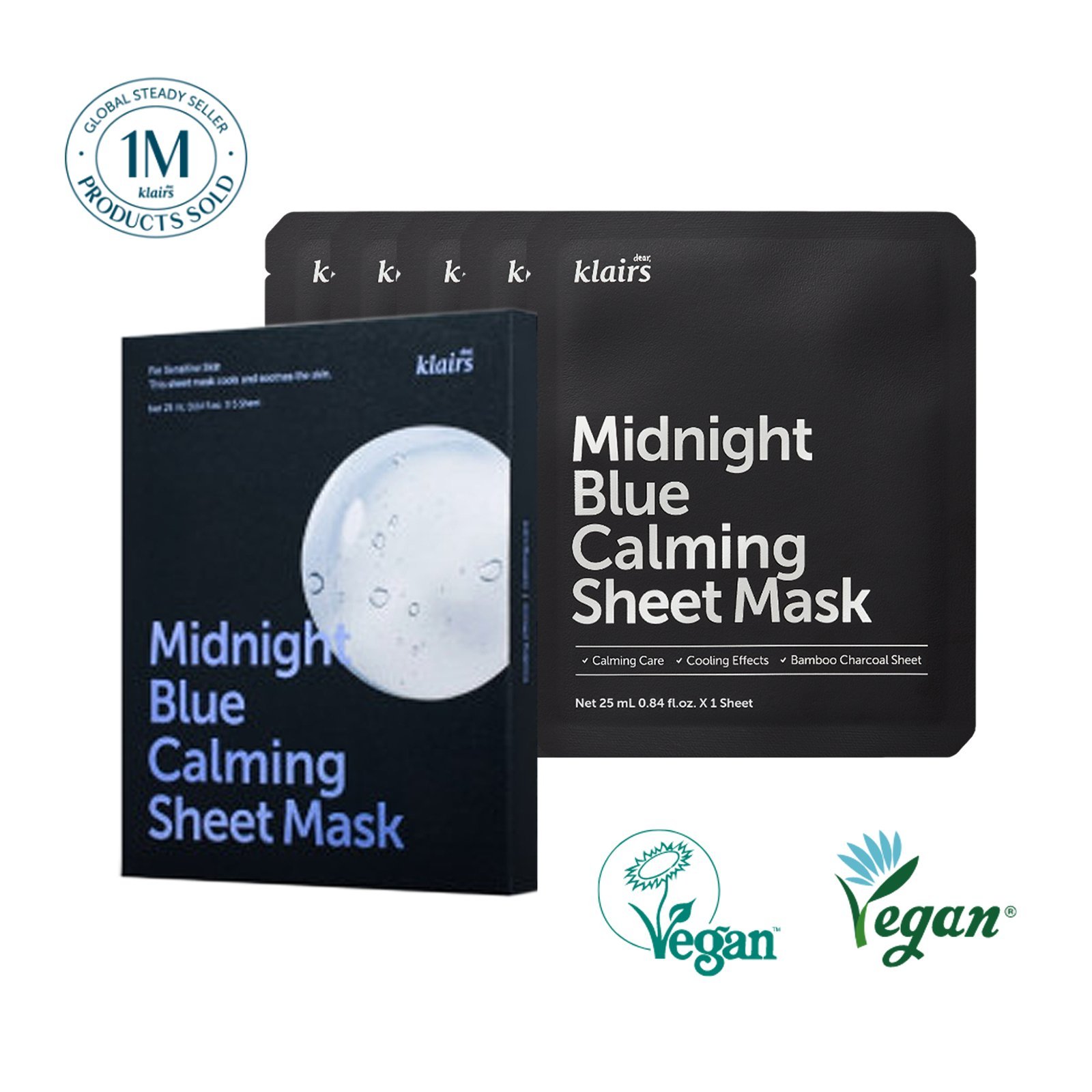 Klairs午夜藍鎮靜保濕面膜5片-夜晚修復夜行俠