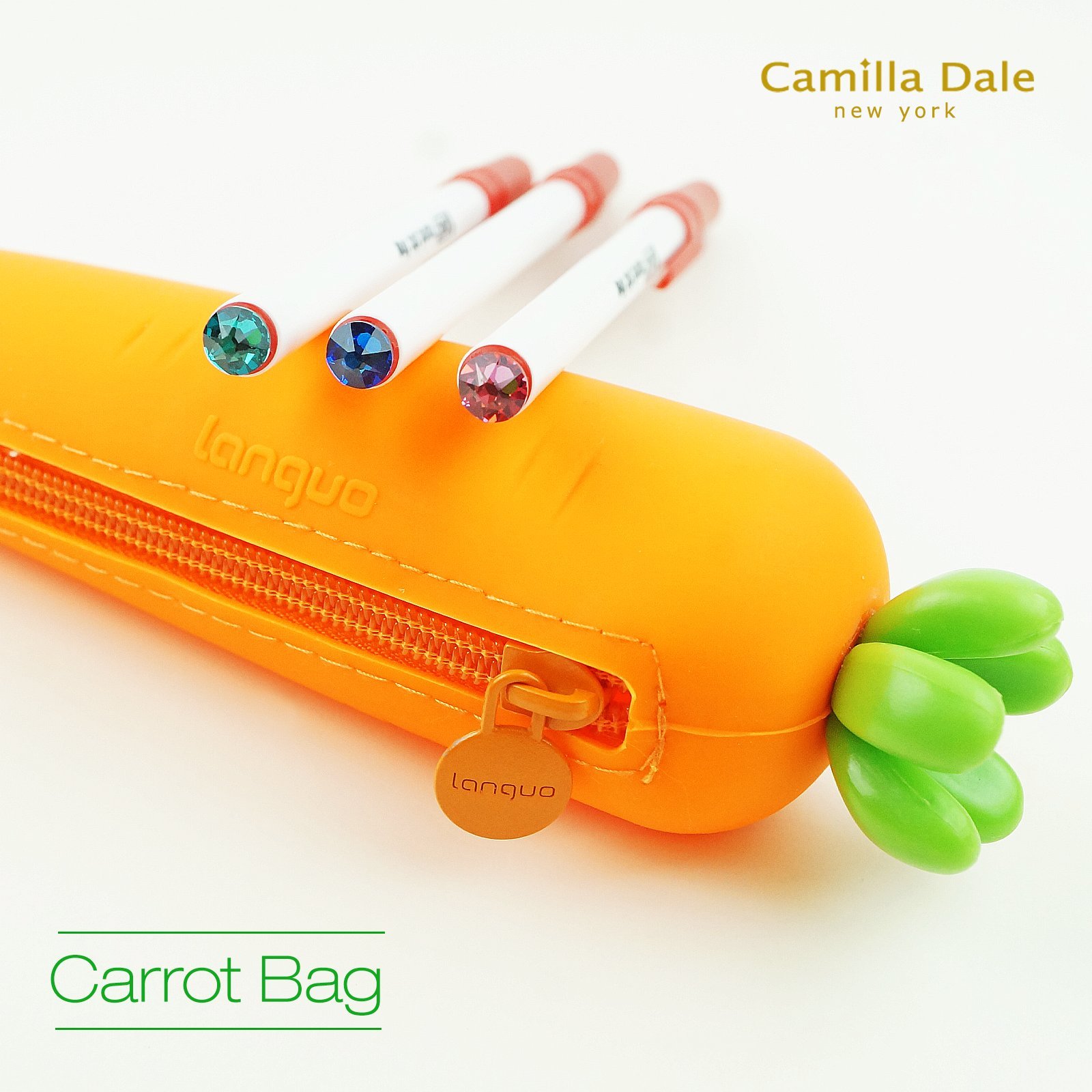 CamillaDale紅蘿蔔光芒水鑽圓珠筆袋套組