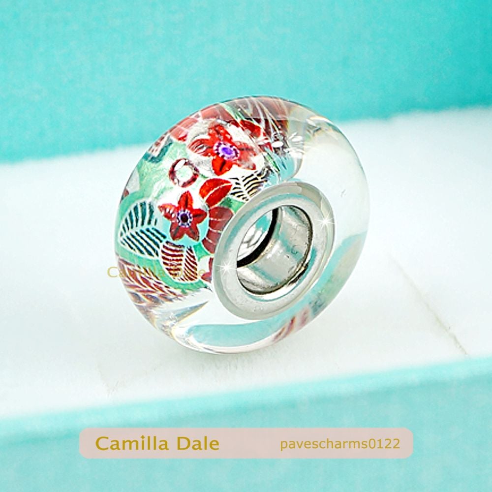 CamillaDale紅花綠葉手鍊串飾【122】不同角度會有圖像放大視覺