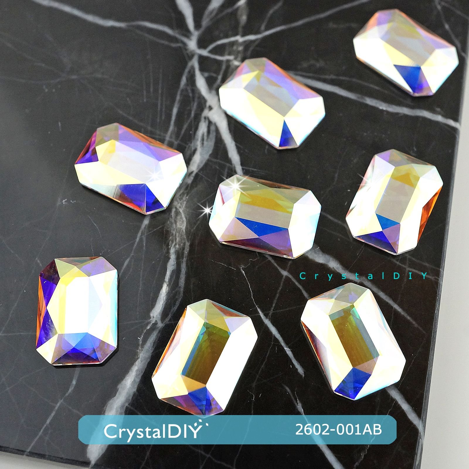 CrystalDIY奧地利水晶SW平底石#2602 水晶亮彩001AB 每包6顆入 平底貼鑽