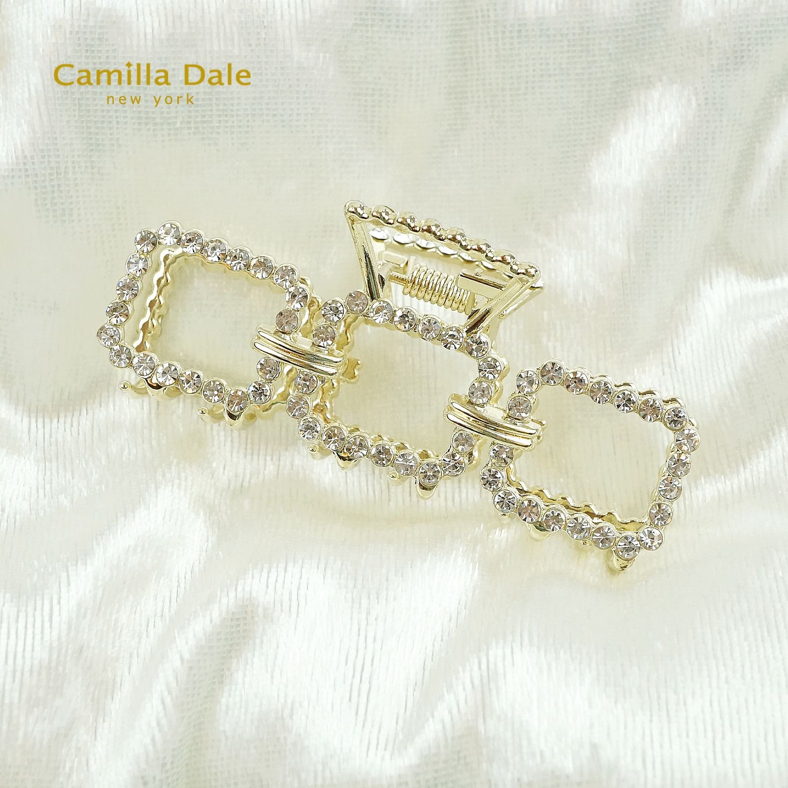 Camilla Dale 韓時尚 方格水鑽金屬鯊魚髮夾