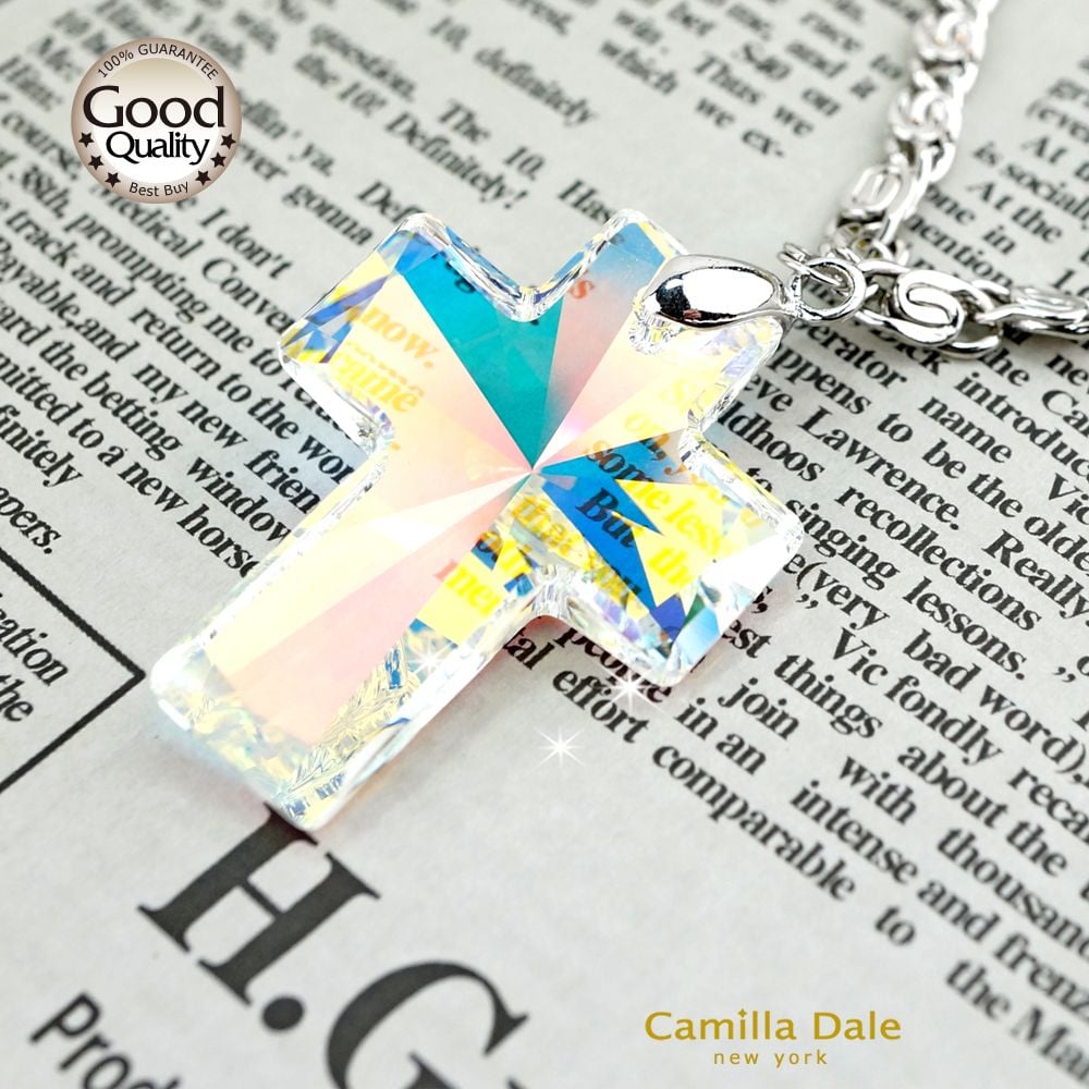CamillaDale 大十字架水晶厚金屬項鍊長鏈