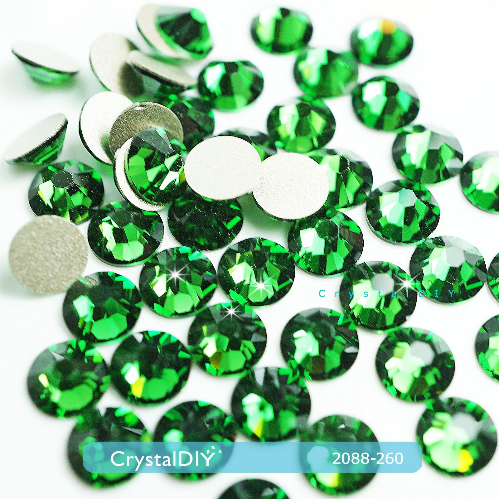 CrystalDIY奧地利SW水晶2088深苔綠Dark Moss Green(260) 平底石