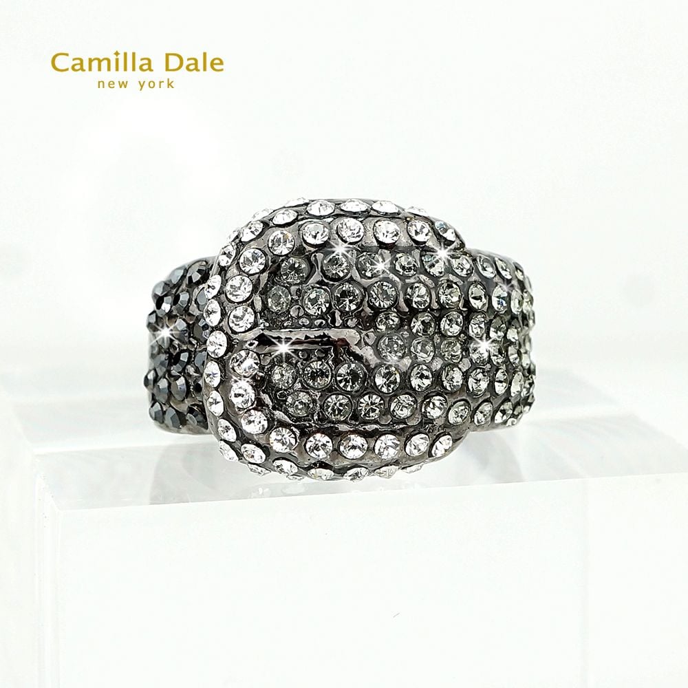 CamillaDale 腰帶頭水鑽戒指(黑幻銀)