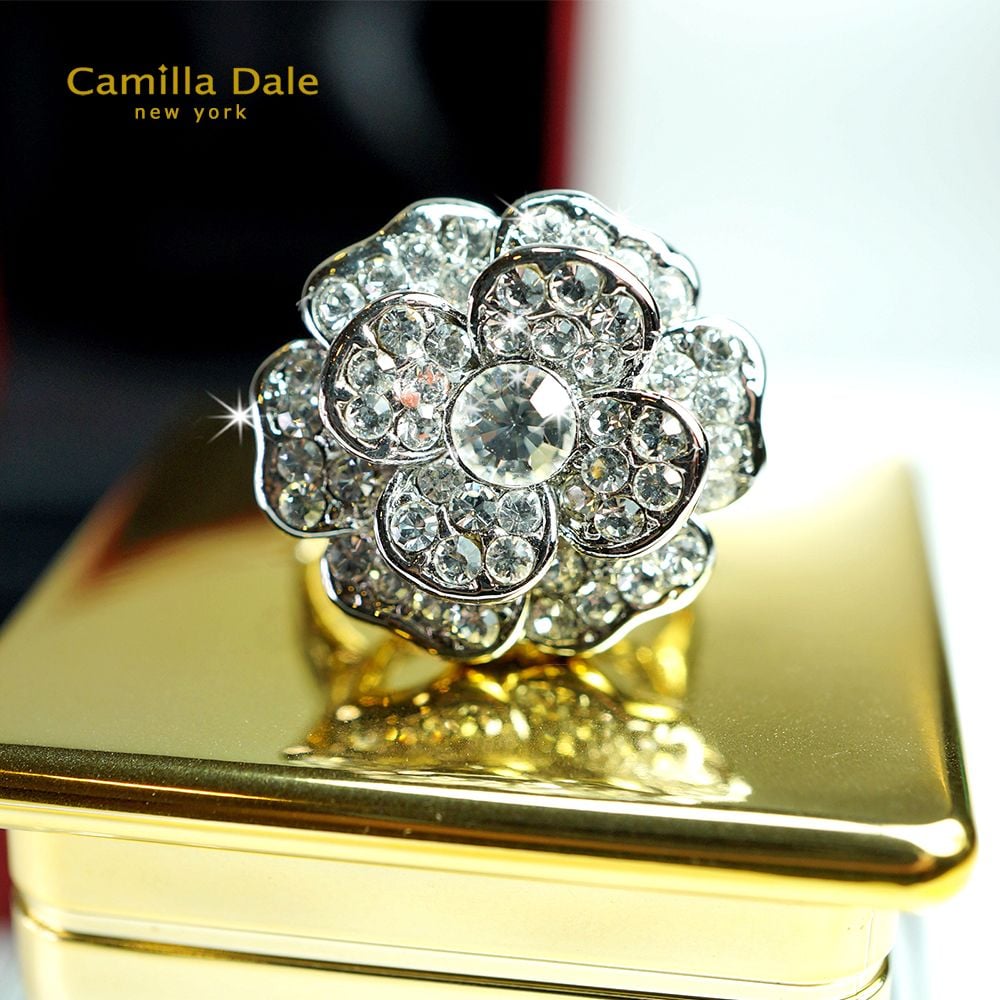 CamillaDale 山茶花水晶戒指(白)