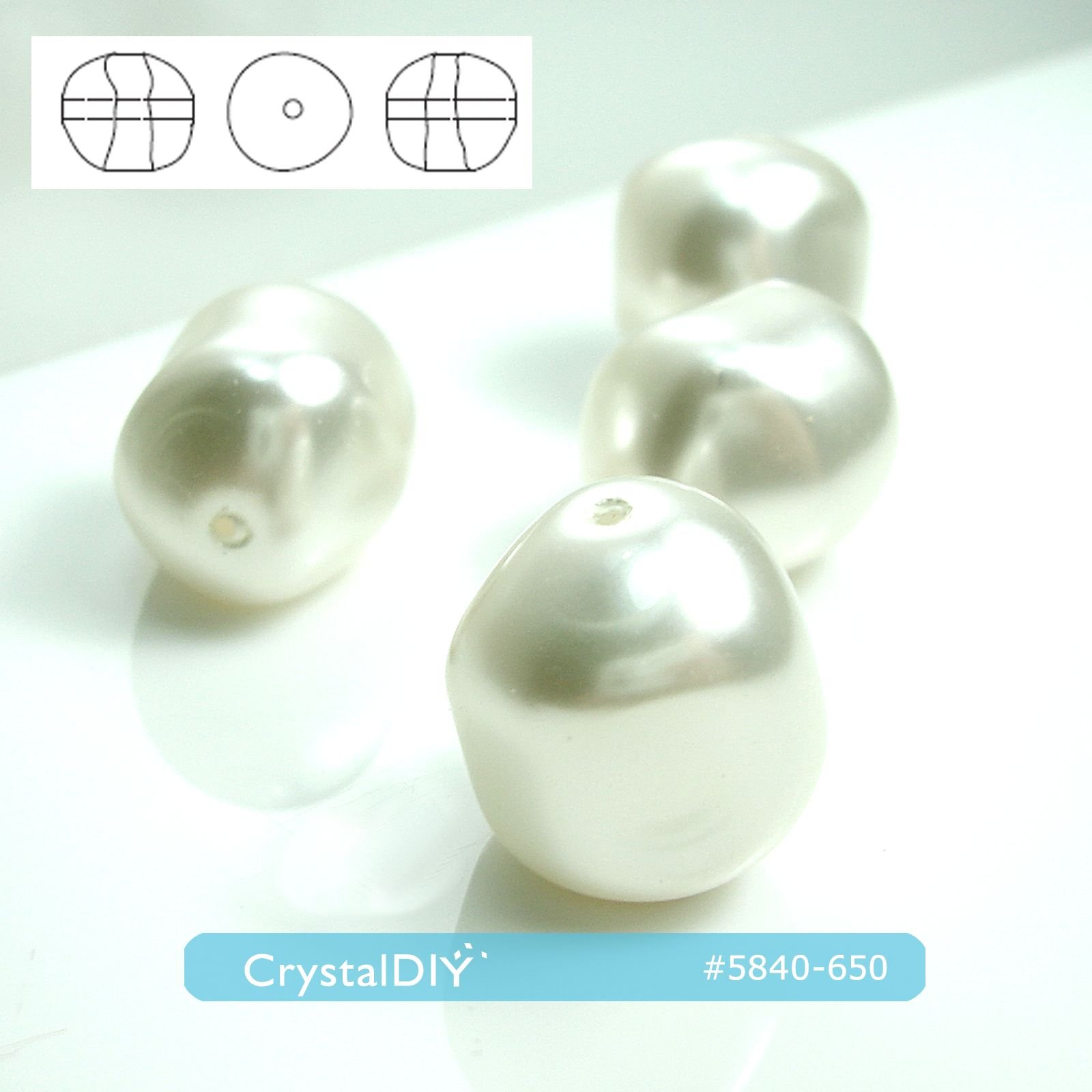 CrystalDIY奧地利SW水晶珍珠#5840巴洛克雪白(650)珍珠 14mm