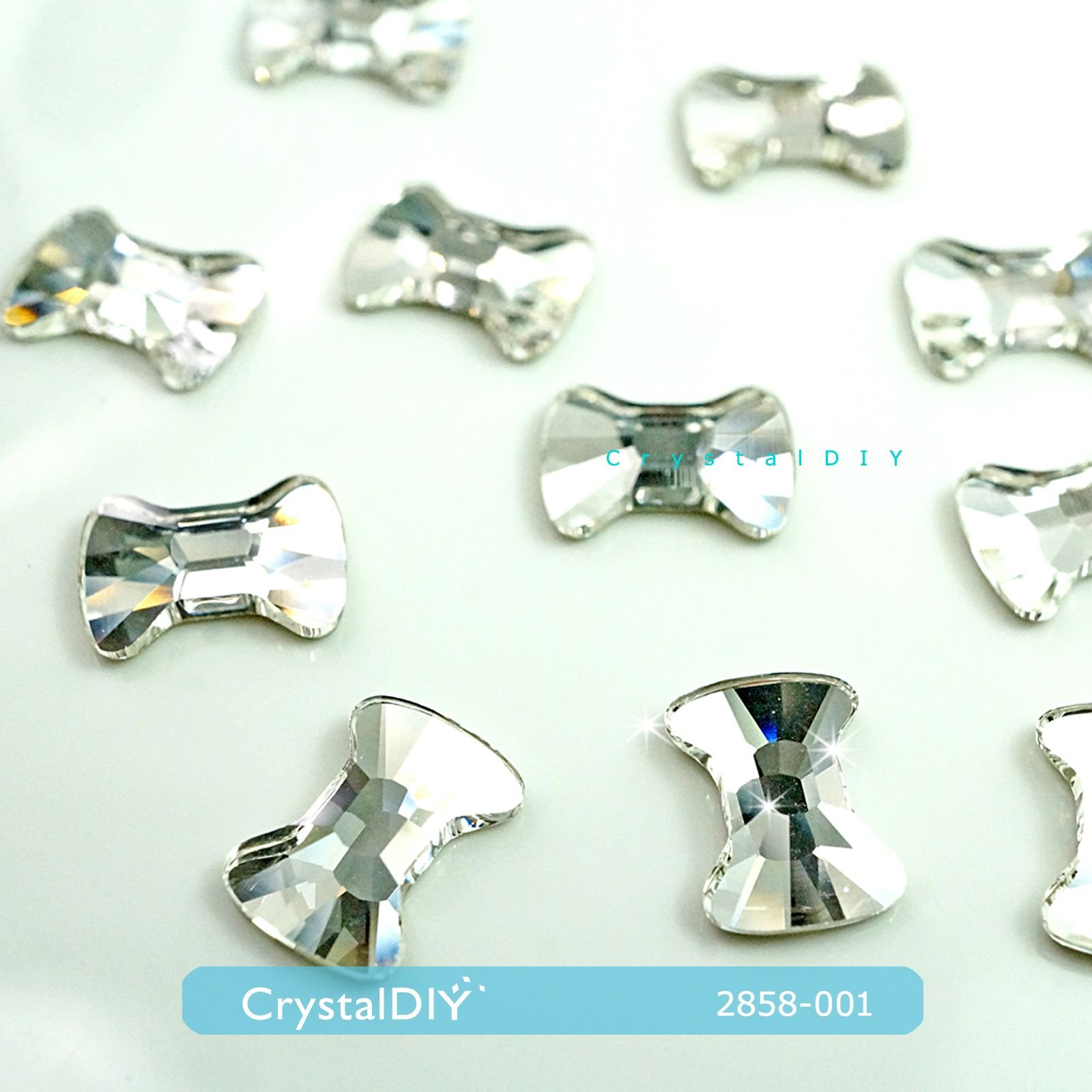 CrystalDIY奧地利水晶SW平底石#2858 蝴蝶結 水晶白鑽