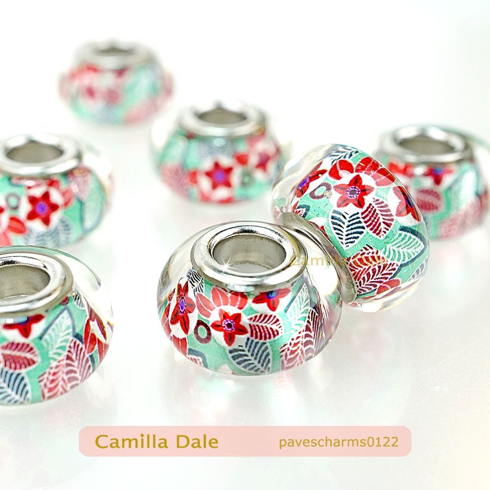 CamillaDale紅花綠葉手鍊串飾【122】不同角度會有圖像放大視覺