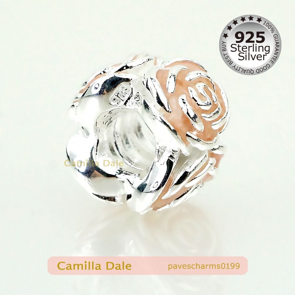 CamillaDale 925純銀粉紅玫瑰串飾【199】大孔徑 適用潘朵拉手鍊
