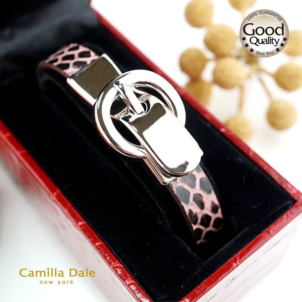 CamillaDale 韓國蛇皮粉紅手鍊手環(銀)