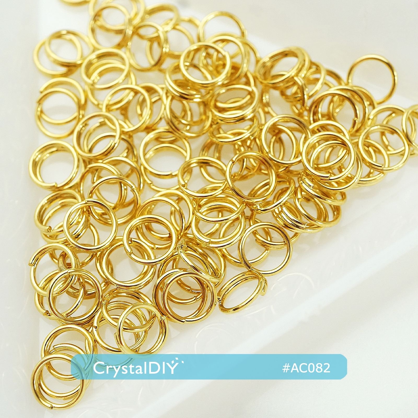 CrystalDIY一圈半圓圈5mm 電鍍金色銜接吊飾 每包20入