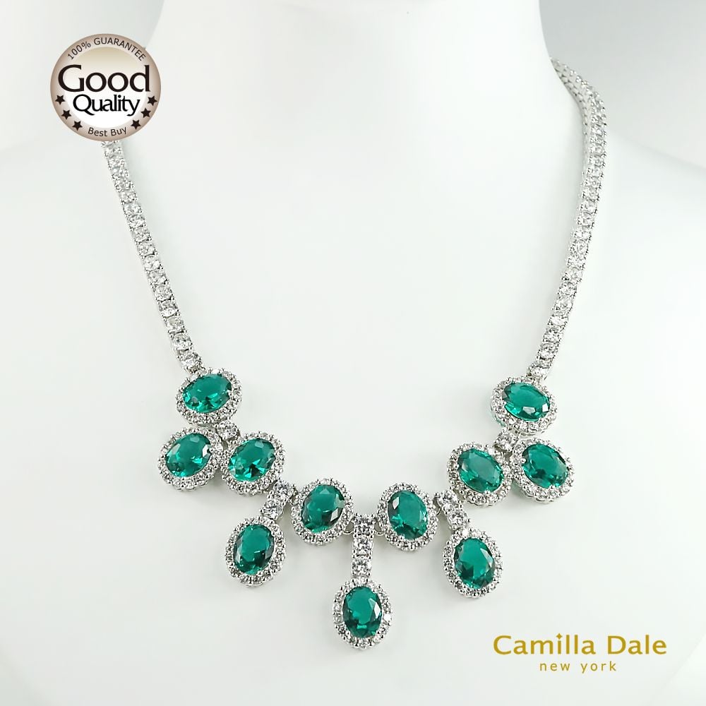 CamillaDale 翡翠綠星鑽項鍊 採用頂級韓國鋯石翡翠綠橢圓鑽