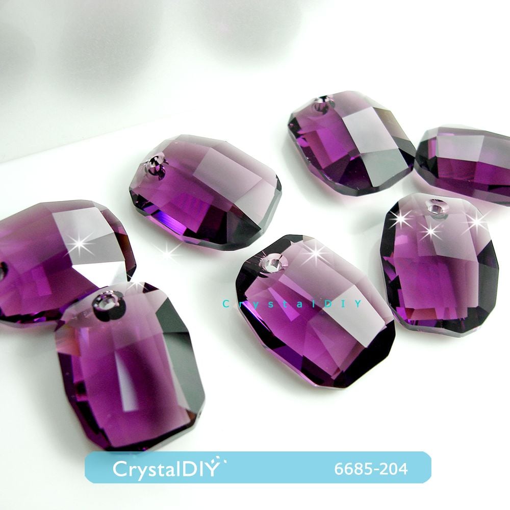 CrystalDIY奧地利SW水晶#6685繪圖水晶吊墜紫水晶19mm