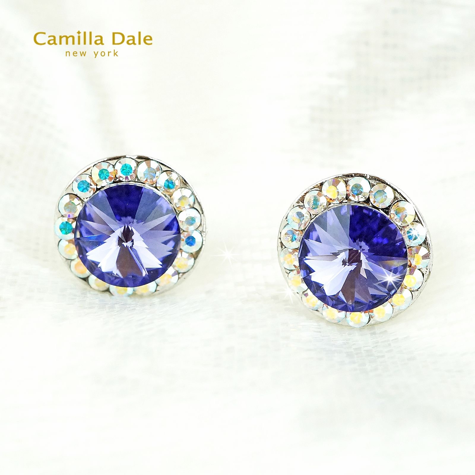 CamillaDale 12mm薰衣草紫圓尖底鑽耳環