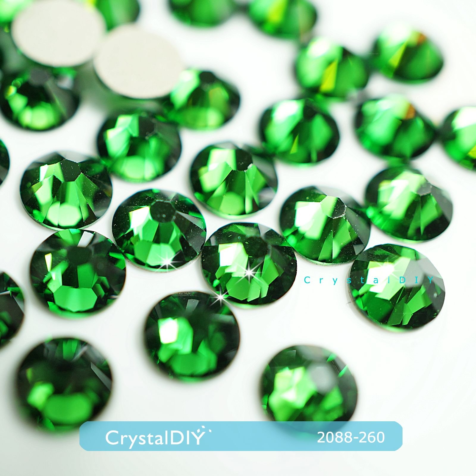 CrystalDIY奧地利SW水晶2088深苔綠Dark Moss Green(260) 平底石