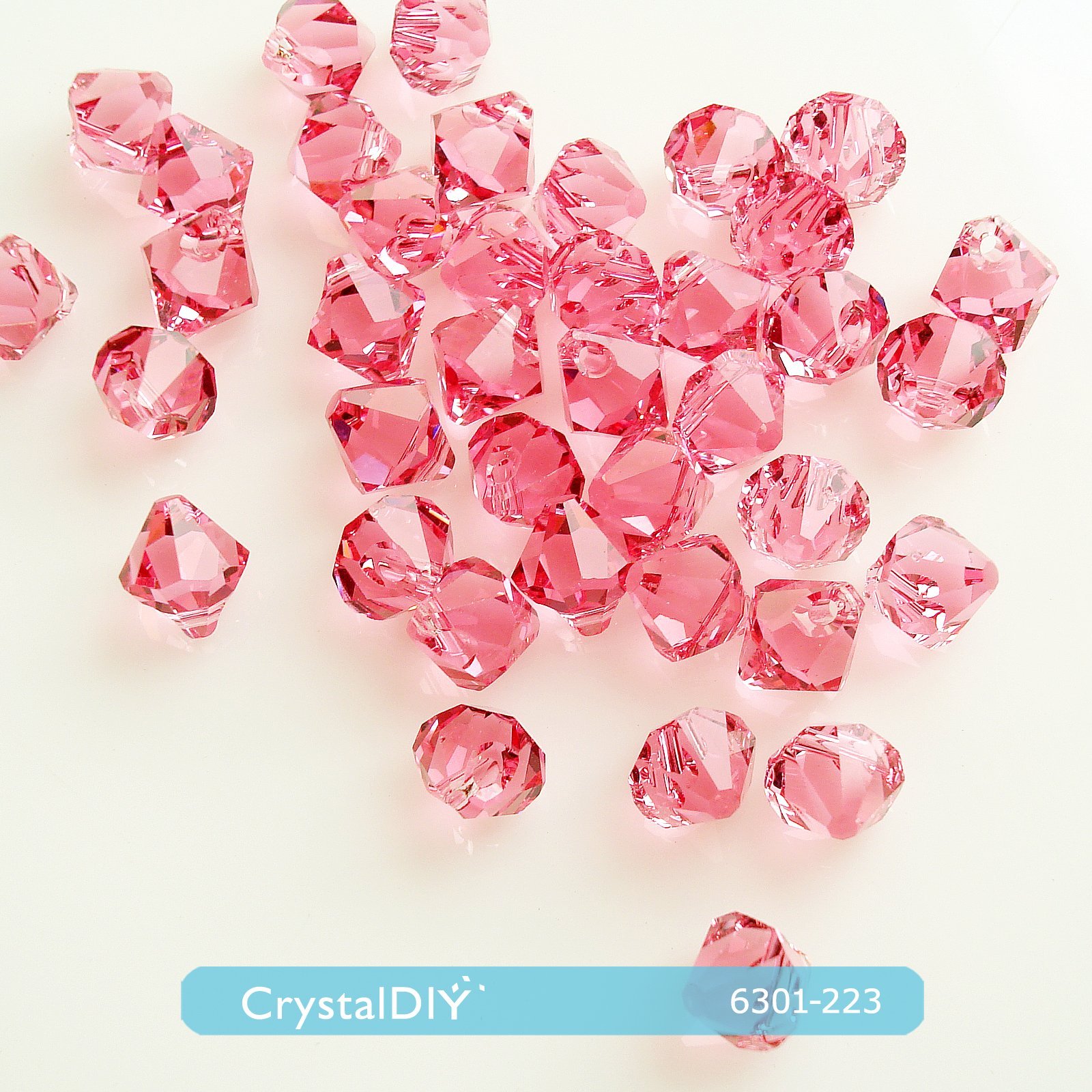 CrystalDIY奧地利SW水晶角珠吊墜6301 單孔 粉紅(223) 8mm 16入