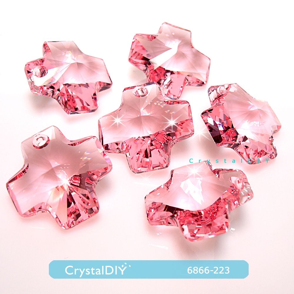 CrystalDIY奧地利水晶SW #6866小十字架水晶吊墜 2顆入