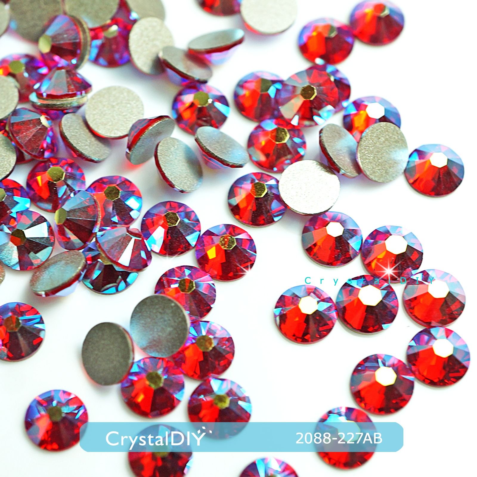 CrystalDIY奧地利SW2088 亮暹羅紅亮彩 Lt.Siam AB(227AB)平底石