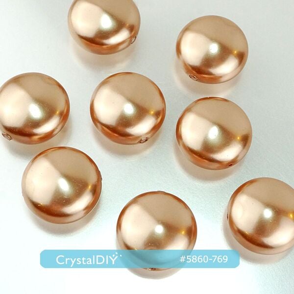 CrystalDIY奧地利水晶SW水晶珍珠#5860硬幣珍珠(有孔)玫瑰金(769) 14mm單顆