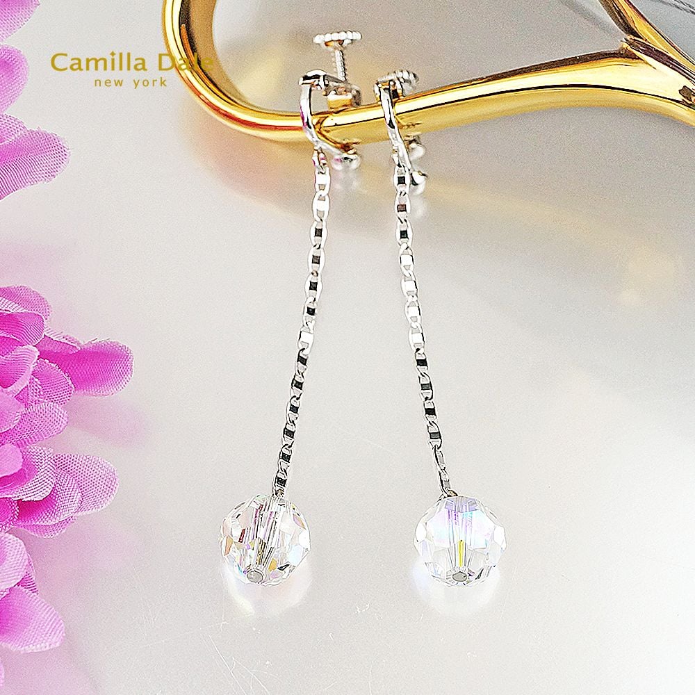 CamillaDale冬戀冰球耳環-水晶亮彩(001AB)10mm