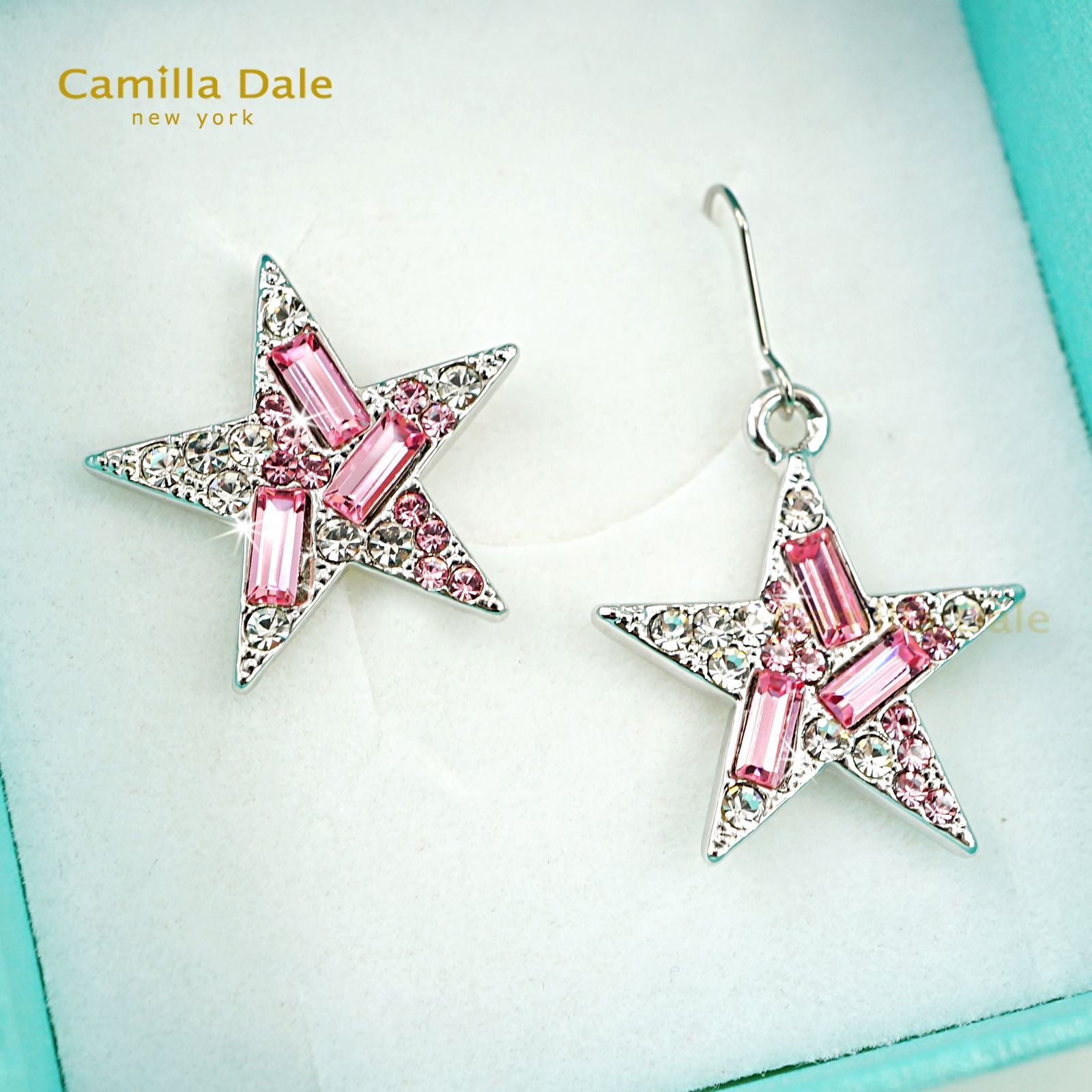 CamillaDale 閃耀粉紅星水鑽耳環