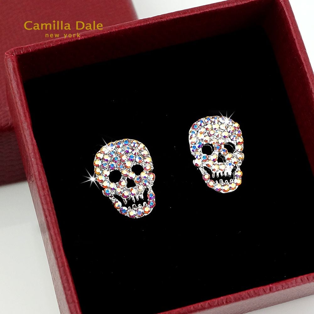 CamillaDale 骷顱頭水鑽耳環