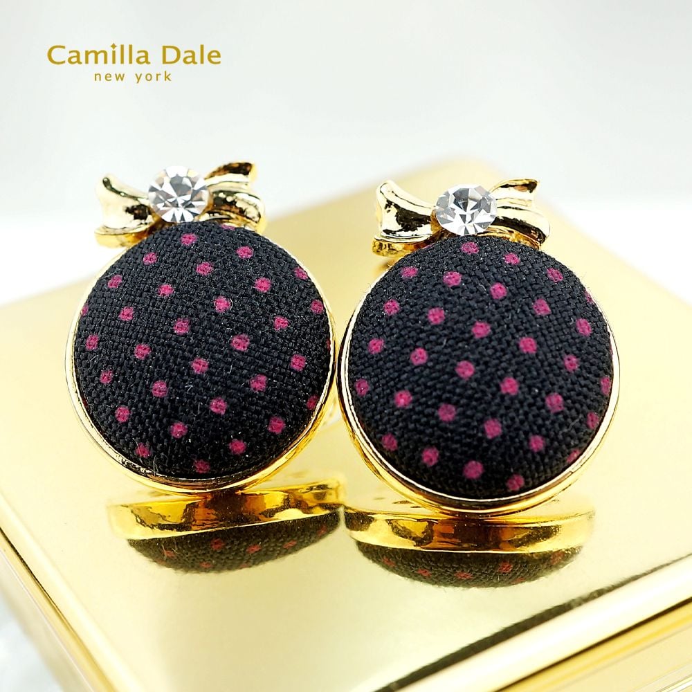 CamillaDale 馬卡龍點點耳環(黑)