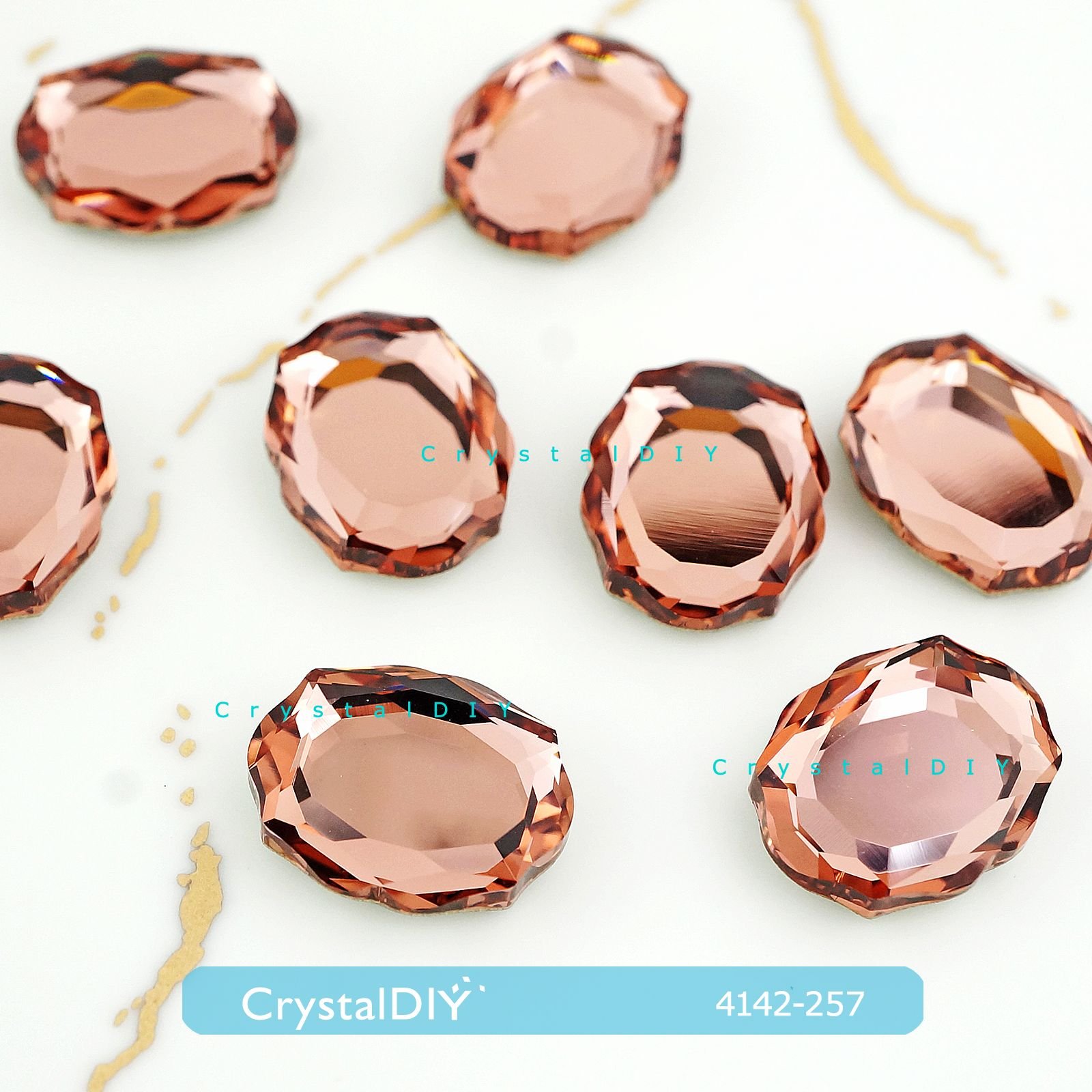 CrystalDIY奧地利SW水晶花式石＃4142巴洛克鏡面Blush Rose(257)嫣紅