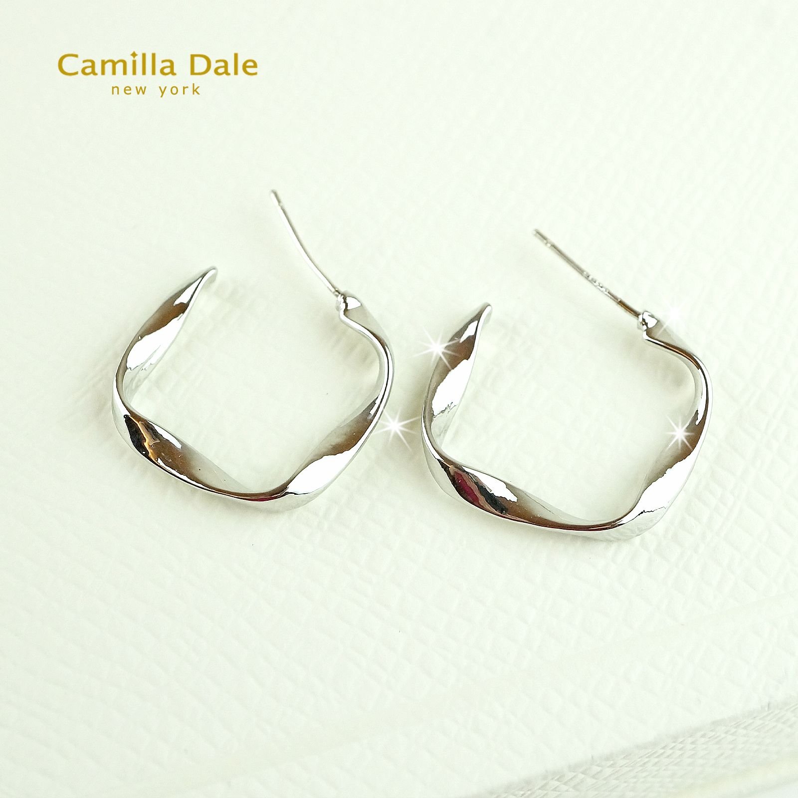 CamillaDale金屬緞帶方形耳環 韓製