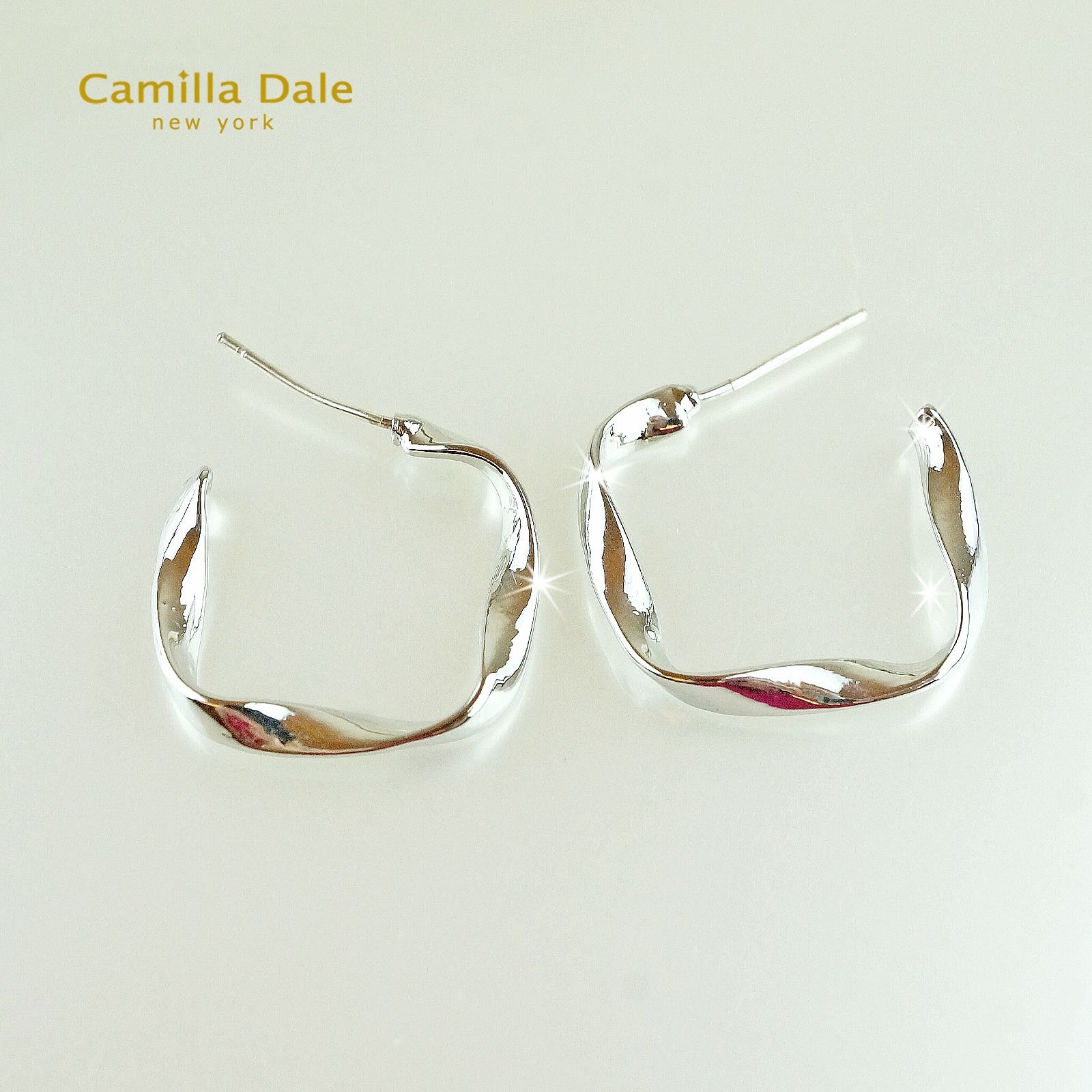 CamillaDale金屬緞帶方形耳環 韓製