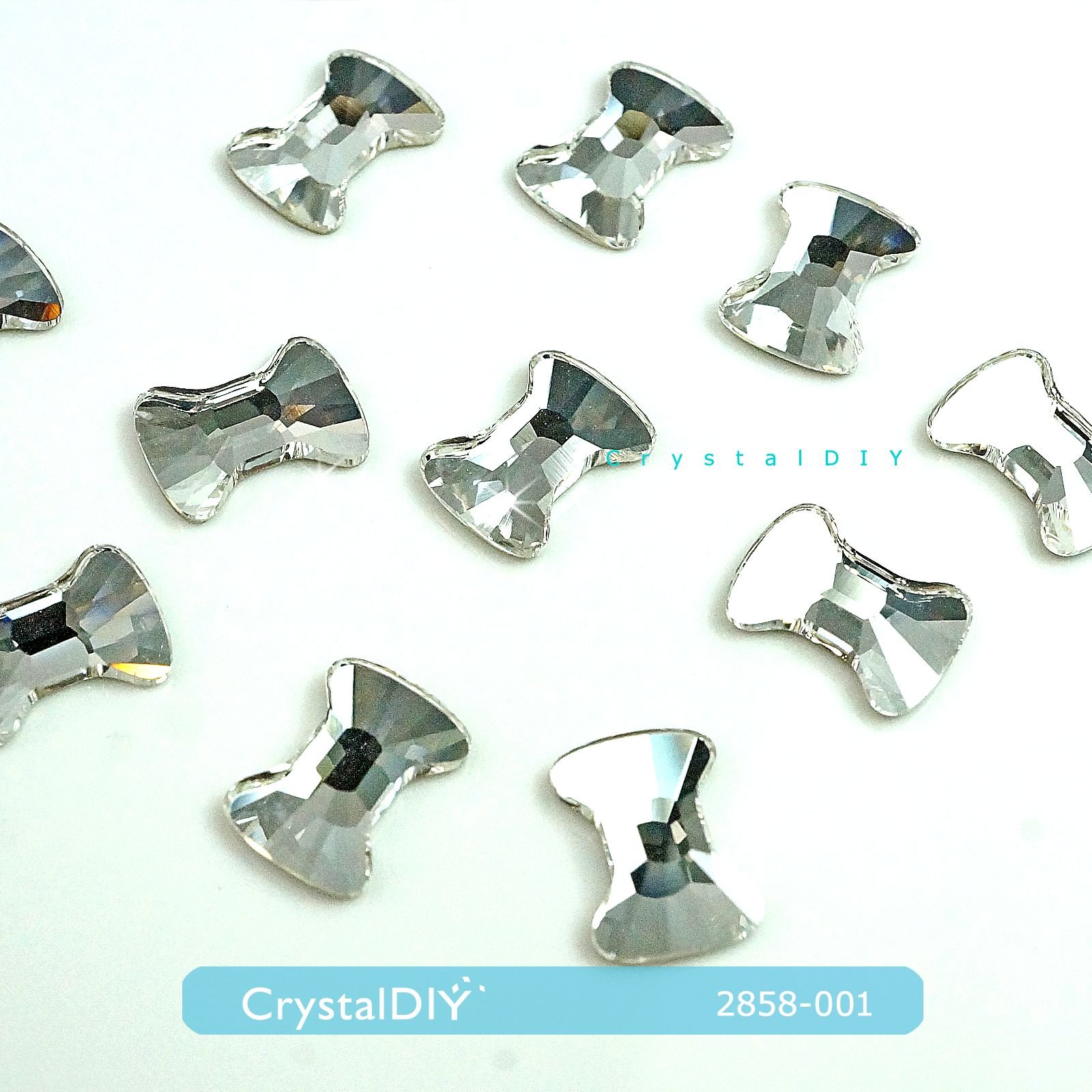 CrystalDIY奧地利水晶SW平底石#2858 蝴蝶結 水晶白鑽