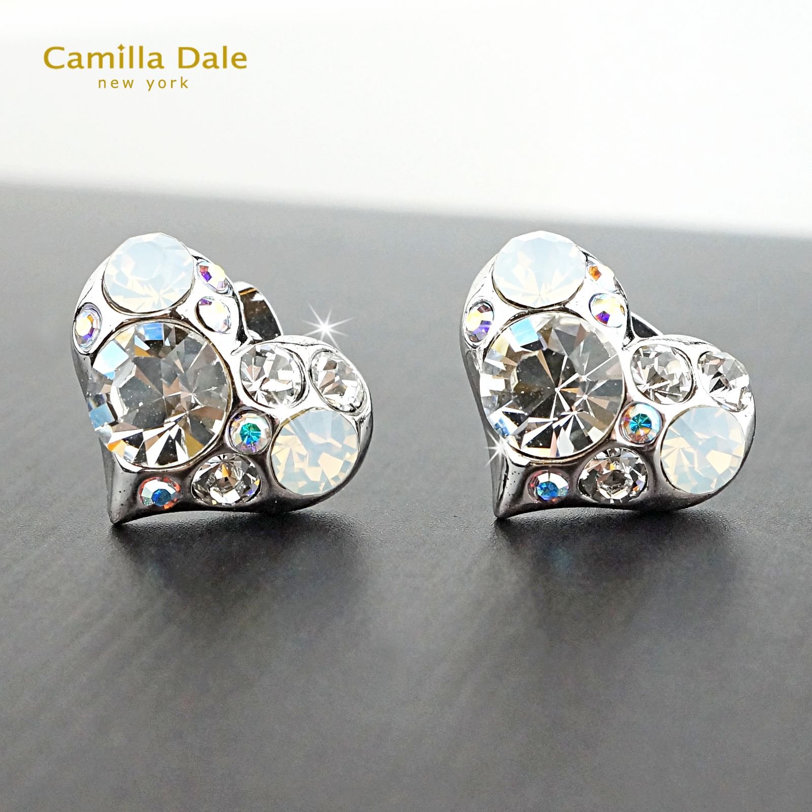 CamillaDale 藏心水晶耳環(白) 採用奧地利SW水晶