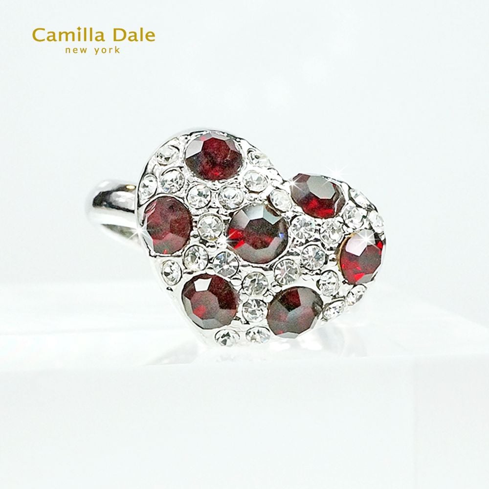 Camilla Dale 點點愛心水鑽戒指 韓製 (暹羅紅)
