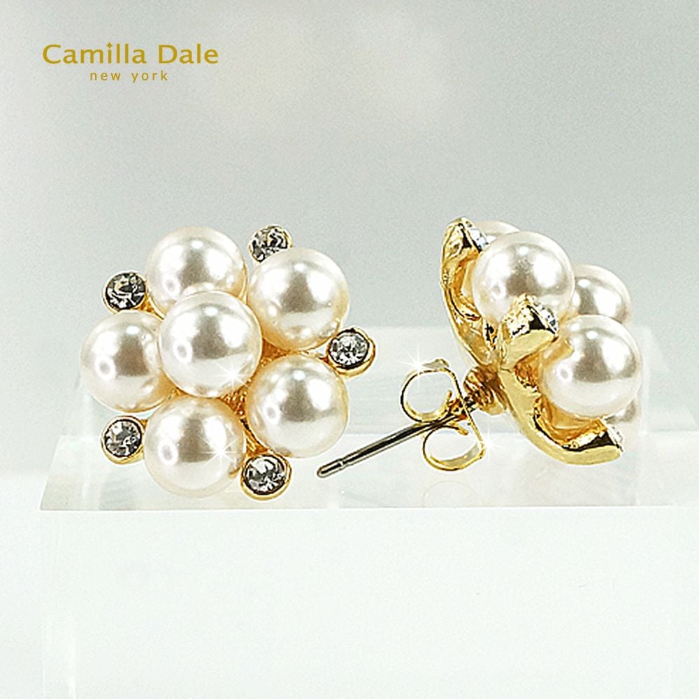 CamillaDale 水晶珍珠花耳環
