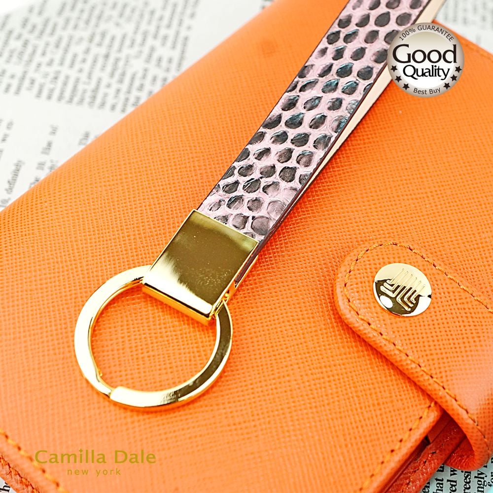 Camilla Dale 韓國正蛇皮粉紅鑰匙圈(亮金)