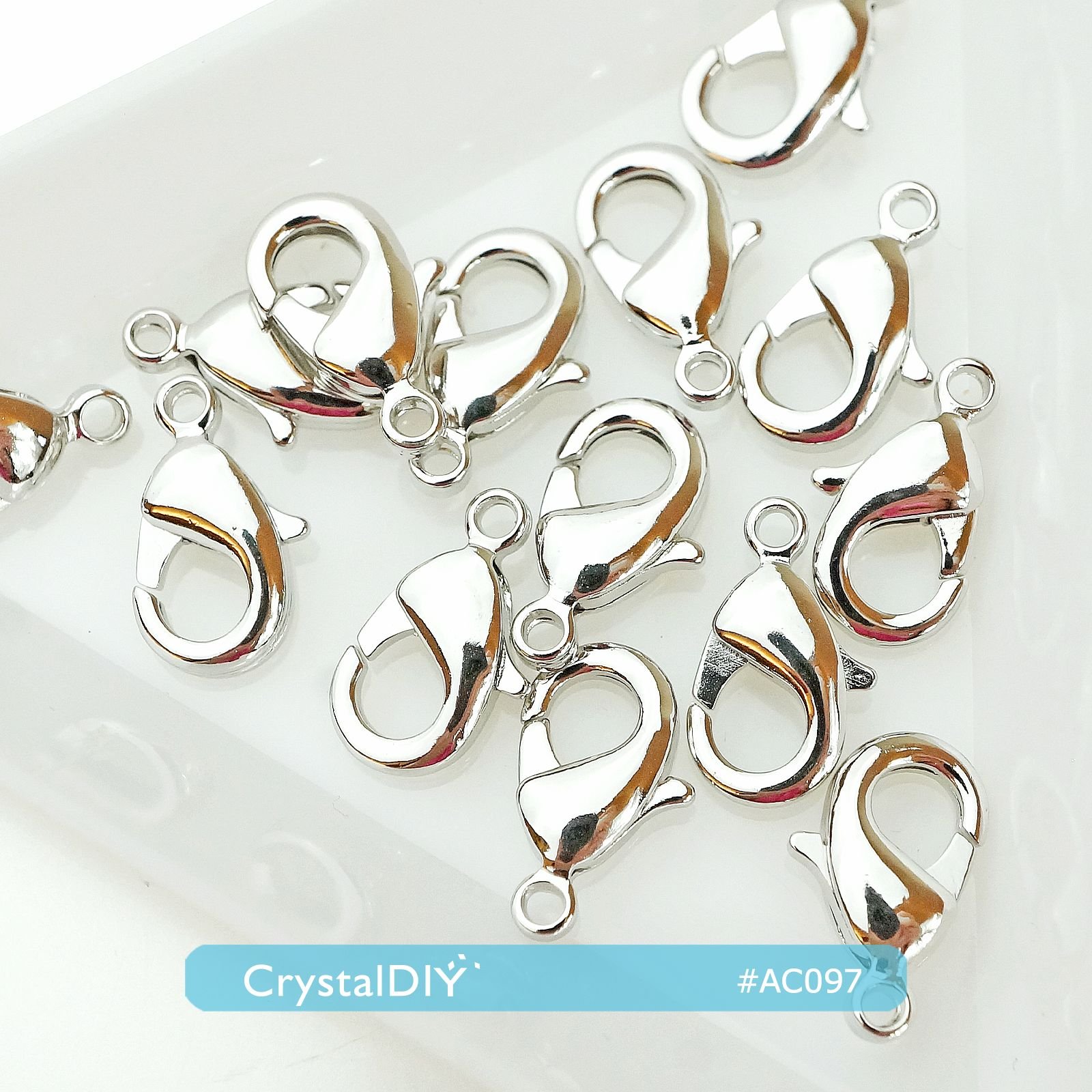 CrystalDIY 12mm中型問號勾 龍蝦扣 (正白) 每包10入 高品質不易退色