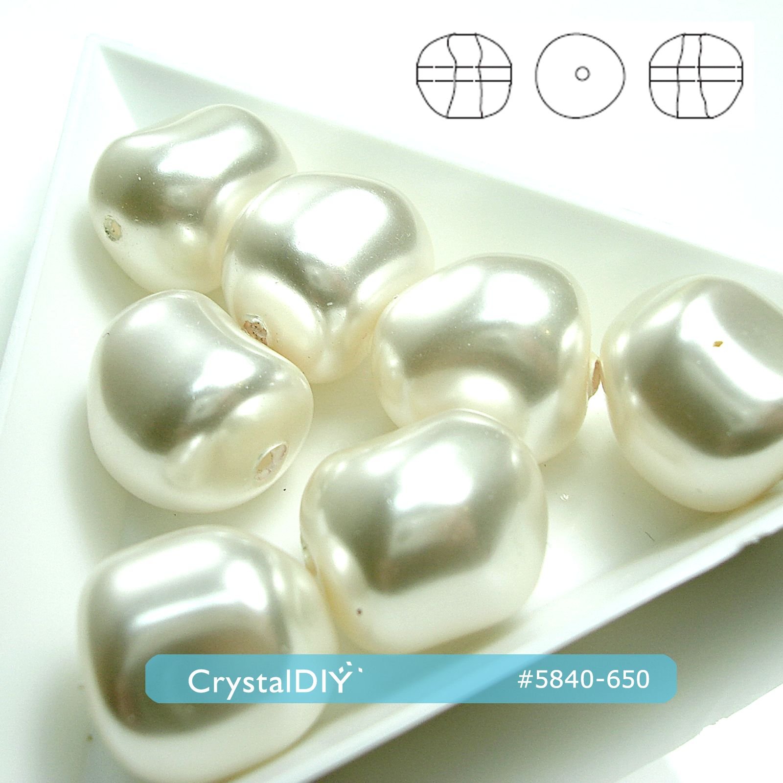 CrystalDIY奧地利SW水晶珍珠#5840巴洛克雪白(650)珍珠 14mm