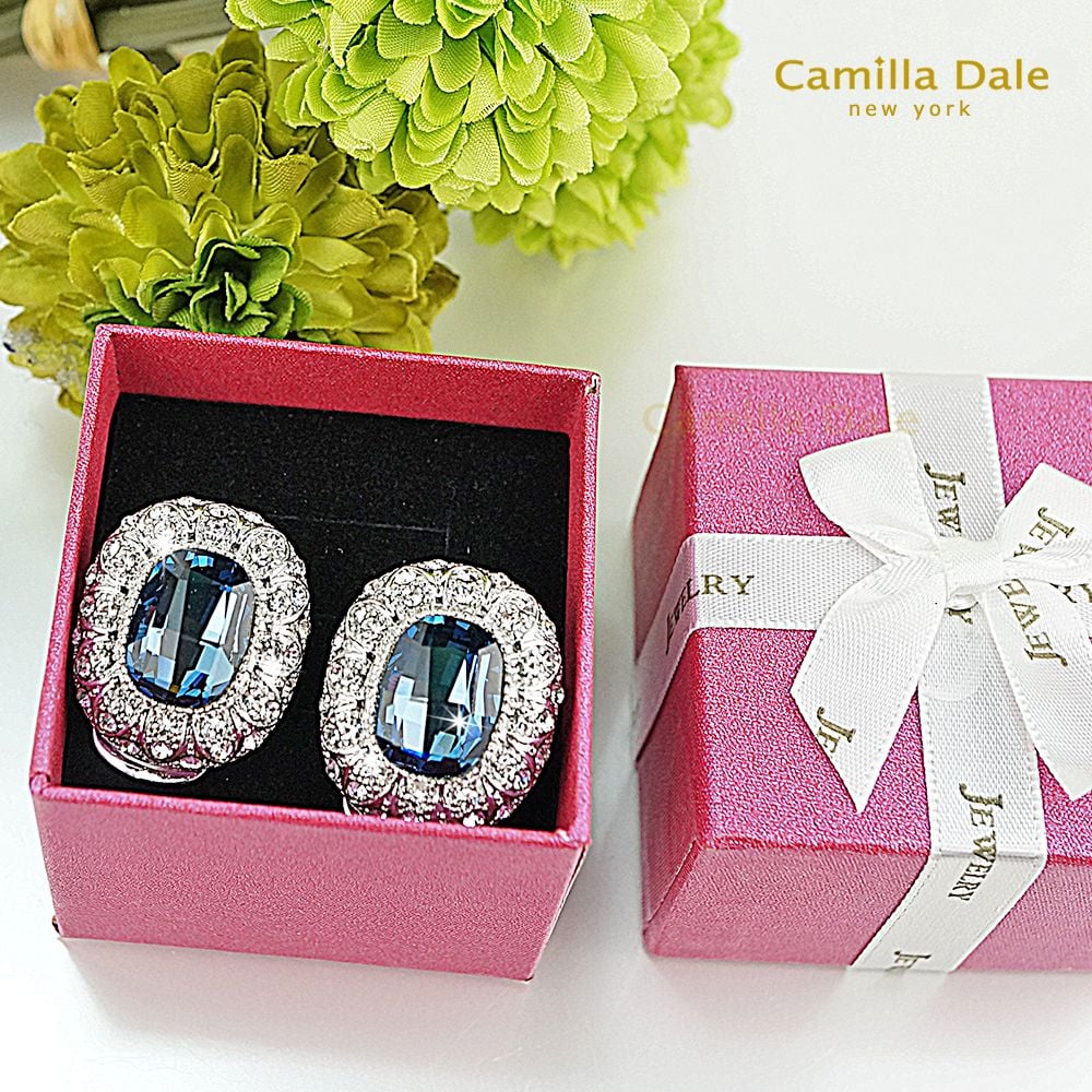 CamillaDale 巴洛克蒙大拿藍水晶耳環(夾式) 韓製