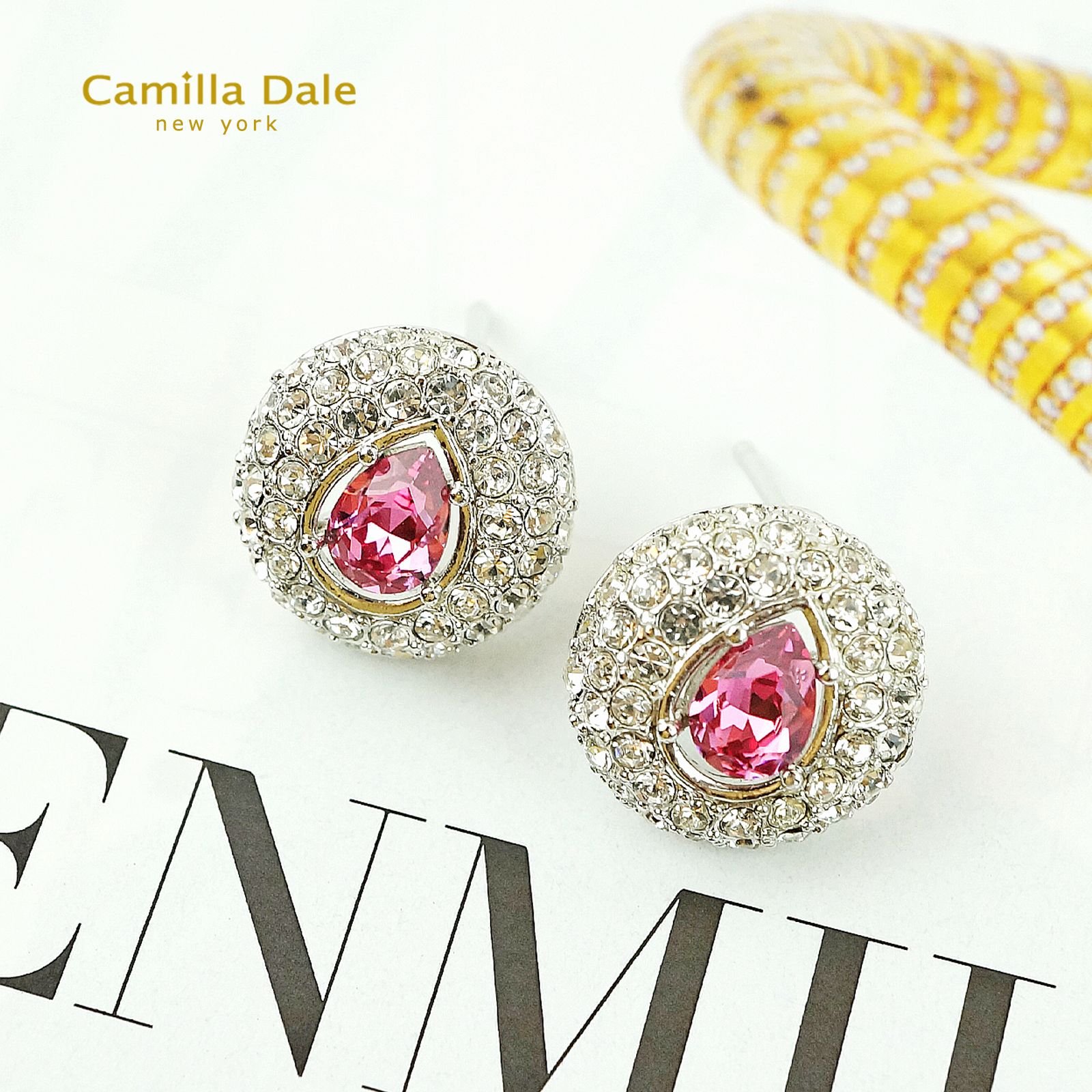 CamillaDale 夢寶心水晶耳環(玫瑰)韓製