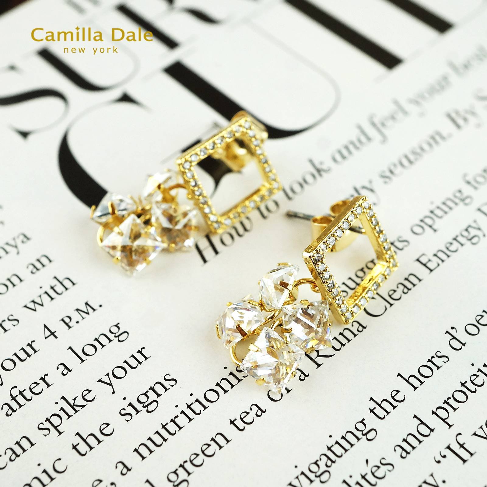 Camilla Dale 925純銀柏麗香榭金色耳環