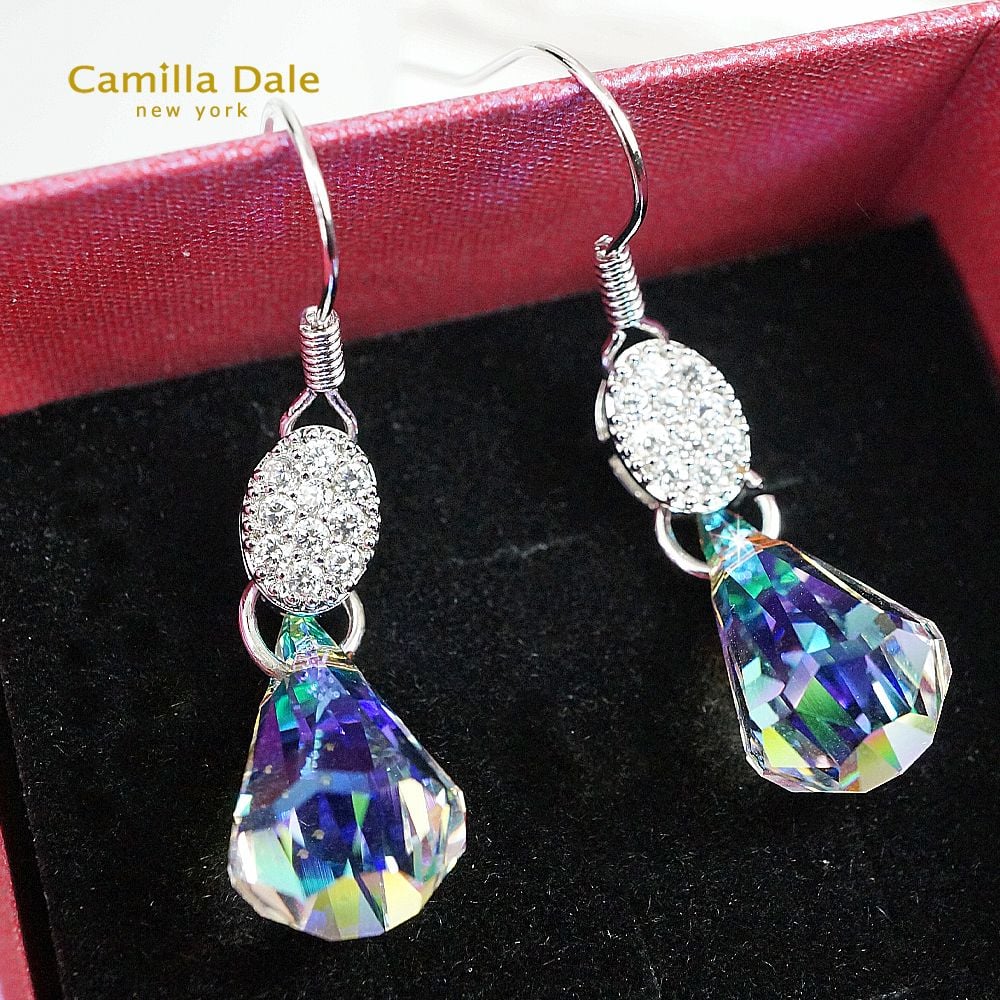 Camilla Dale 晶鑽雨滴耳環 搭配奧地利SW水晶#6022雨滴水晶吊墜14mm