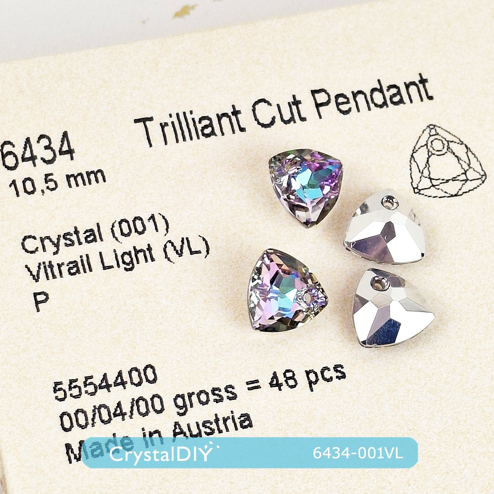 CrystalDIY奧地利SW水晶三角形吊墜6434水晶燦紫(001VL) 10.5mm 2入