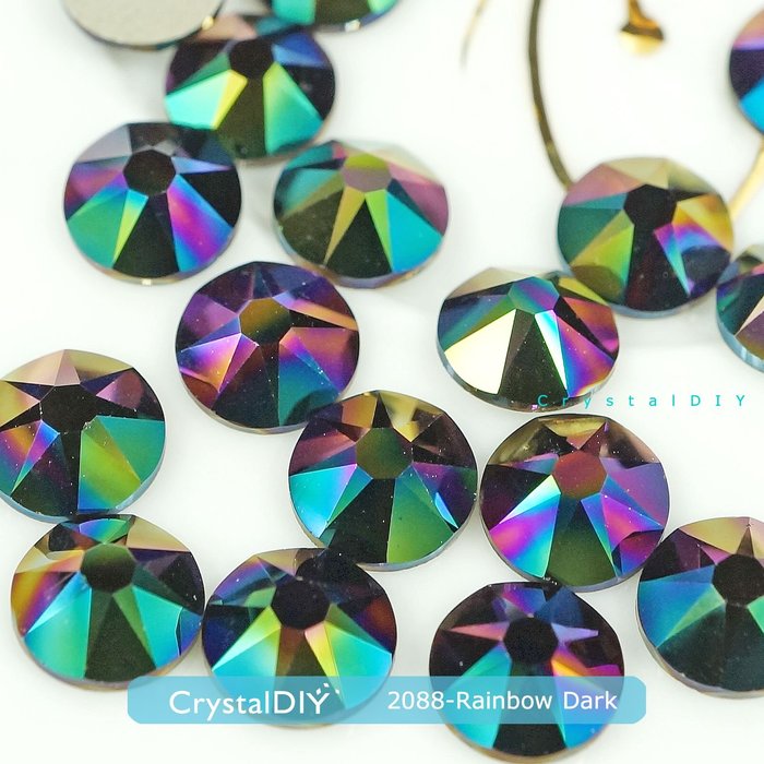 CrystalDIY奧地利水晶SW2088平底石 暗彩虹Rainbow Dark SS34
