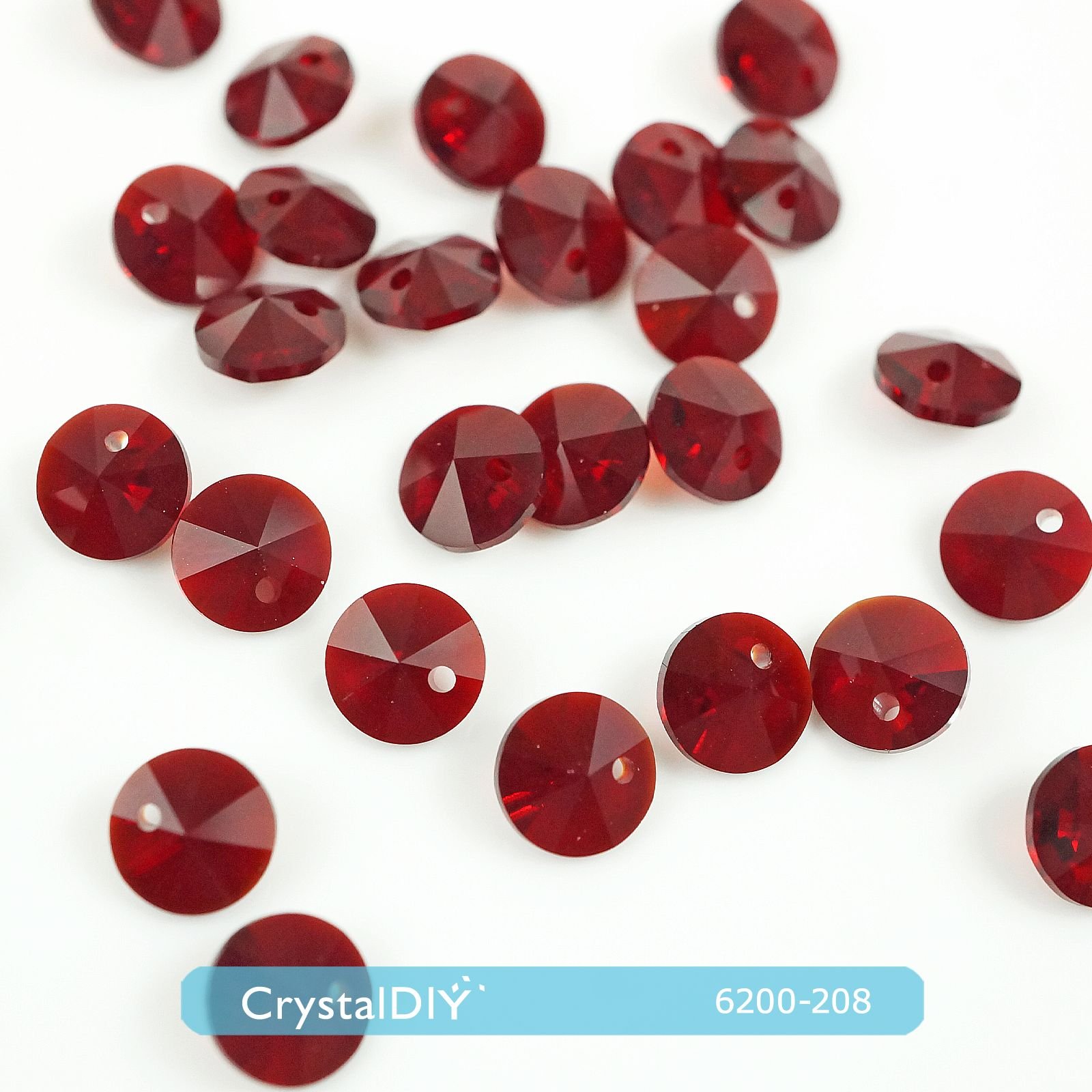 CrystalDIY奧地利SW水晶6200 圓形吊墜6mm單孔四色可選